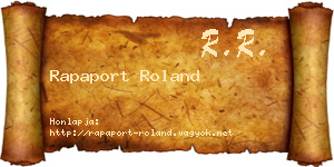 Rapaport Roland névjegykártya